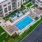 aerial view of a pool 